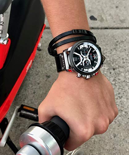 CURREN Watches Men Quartz Leather Chronograph Watch and Fashion Bracelet Set