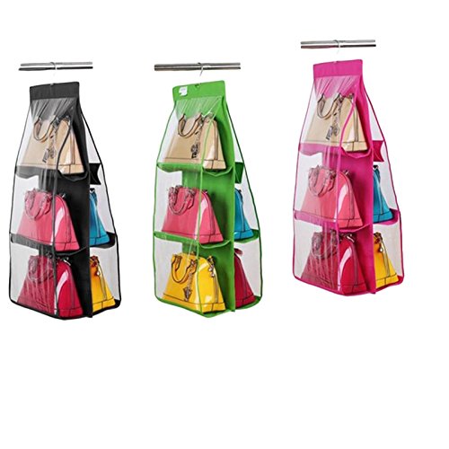 6 Pockets Handbag Hanging Organizer Purse Storage Anti-dust Cover Large