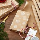 Recyclable Kraft Wrapping Paper with Cut Lines (3 Rolls: 90 Sq. Ft. Ttl.) Minimalist Christmas