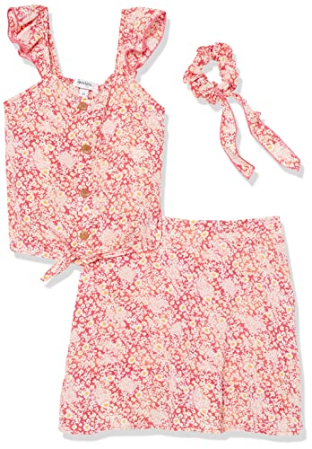 Girls' Sleeveless Tie Front Top and Skirt Set