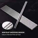 5 Pairs Premium Reusable Metal Stainless Steel Chopsticks Dishwasher Safe