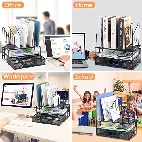 Desk Organizers and Accessories Storage, Desktop File Organizer with Drawer & Paper Tray