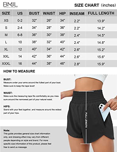 Women's Athletic Shorts High Waisted Running Shorts Pocket Sporty Shorts Gym Elastic