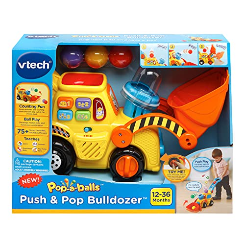 VTech Pop-a-Balls Push & Pop Bulldozer,Yellow