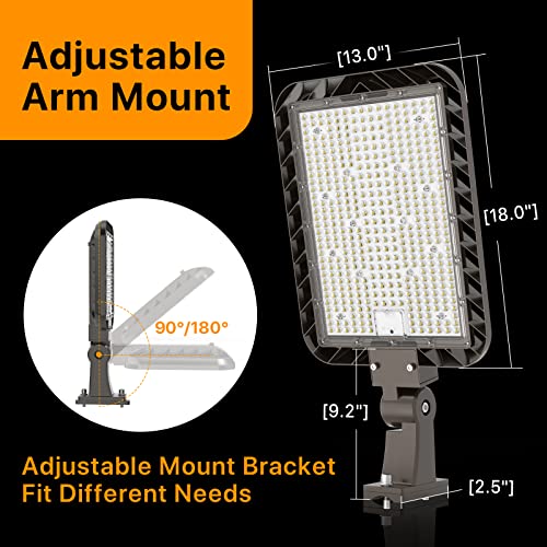 300W Led Parking Lot Light, Adjustable Arm Mount Shoebox Lights 45000lm Quick Install