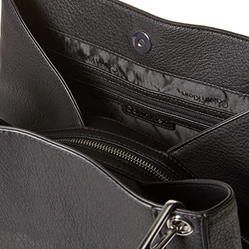 Calvin Klein Reyna Novelty Triple Compartment Shoulder Bag, Black/Silver Combo