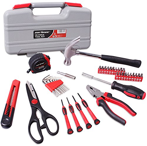 39Piece Tool Set General Household Kit with Plastic Toolbox Storage Case