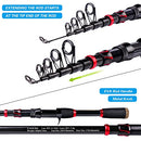 Fishing Rod and Reel Combo, 6.9ft Telescopic Spincast Rod