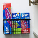 Wall Door Adhesive Kitchen Wrap Organizer Rack, No Drilling, Black