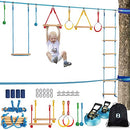 Slackline Warrior Obstacle Course Kit for Kids 37 PCS  Training Equipment Set for Backyard