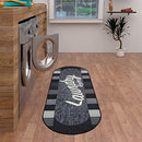 Laundry Collection Checkered Border Non-Slip Rubber Back Runner Rug,