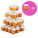 Jusalpha® Large 4 Tier Square Acrylic Cupcake Tower Stand-Cake Stand-Dessert Stand-Cupcake Holder-Pastry Serving Platter-Candy Bar Party Décor-Party Supply(4 Tier with Rod Feet) (4SF-V2)