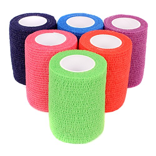 Self Adherent Cohesive Bandages 3" x 5 Yards - 6 Count, Rainbow Colors