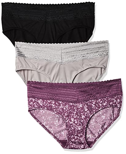 Amaranth Abstract Print Black Platinum Womens No Muffin 3 Pack Hipster Panties