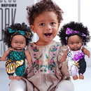 2 Pcs 8 Inch Black Baby Doll African Washable Realistic Silicone Baby Dolls