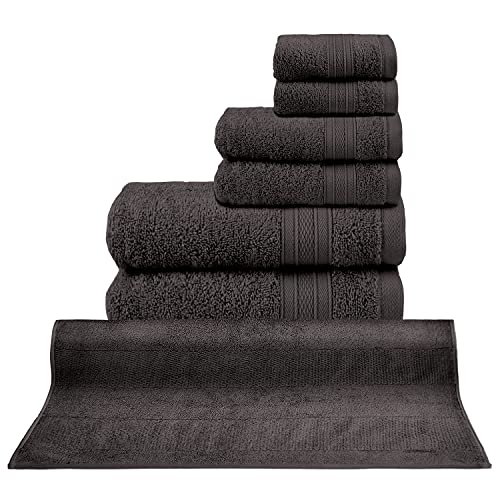 7 Piece Set (2 Bath Towels, 2 Hand Towels, 2 Washcloths, 1 Bathmat) Everyday Luxury 100% Cotton