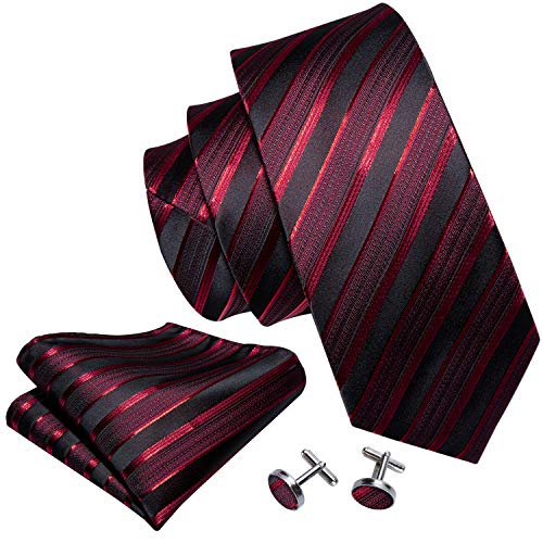 Stripe Men Ties Set Classic WOVEN Necktie with Handkerchief