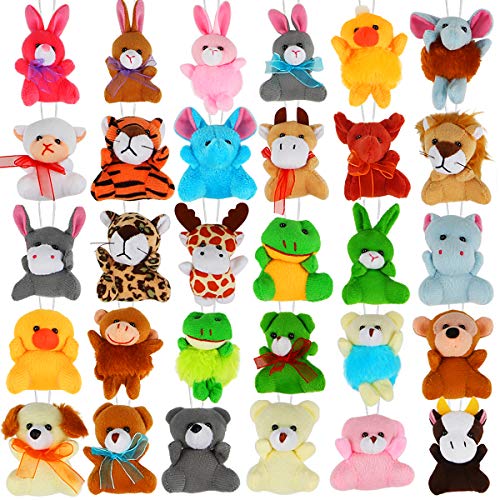 30 Pack Mini Plush Animals Toys Set, Aitbay Cute Small Stuffed Animal Keychain Set