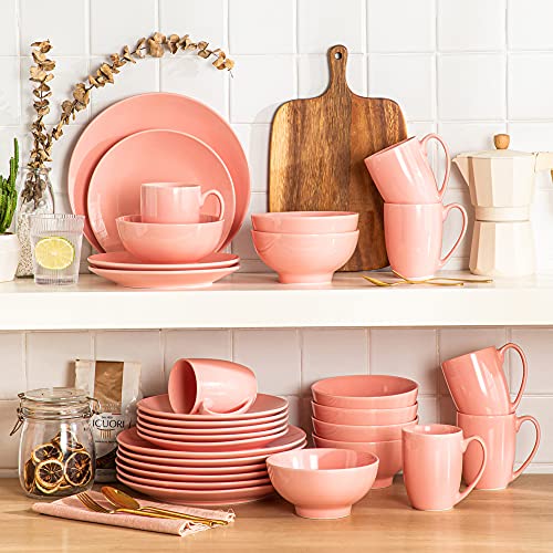 Round Porcelain Dinnerware Set, 16-Piece Dishwasher Safe Ceramic Dishes
