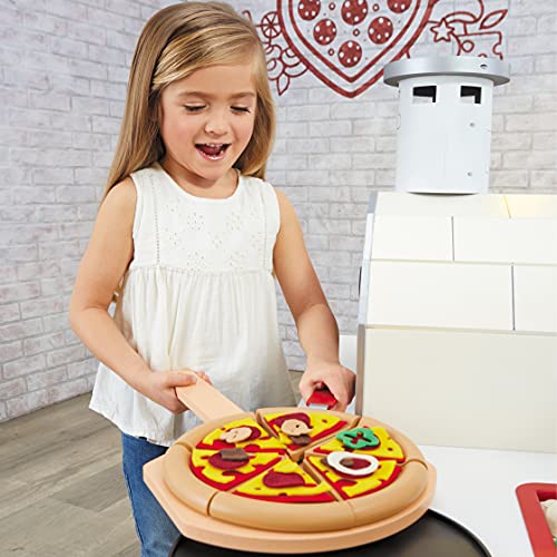 Real Wood Pizza Restaurant Wooden Play Kitchen Cook and Serve with Realistic Lights