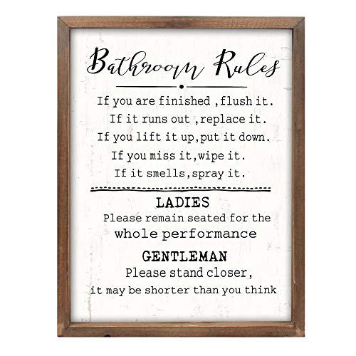 Rustic Bathroom Rules Sign ,Farmhouse Toilet Wall Decor