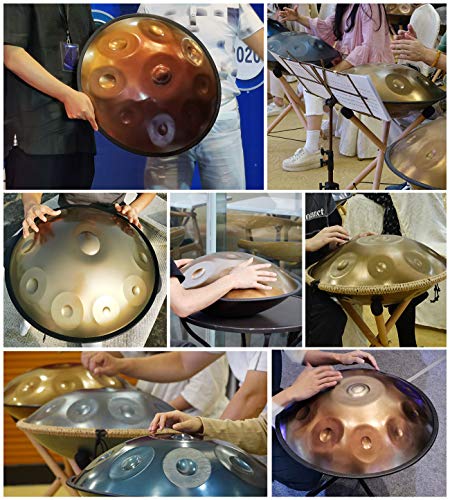 432Hz Handpan Steel Drum in D minor 9 notes with Soft Handpan csae, Handpan Stand