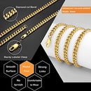 Diamond Cut Miami Cuban Link Chain for Men, Gold Chain for Men