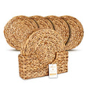 Wovanna Woven Placemats for Dining Table - Set of 4 Adorable Thick Rustic Round