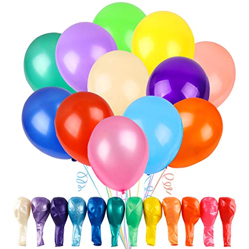 120 Balloons Assorted Color 12 Inches Rainbow Latex Balloons, 12 Bright Color Party