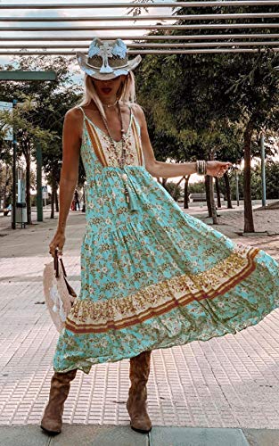 Women's Dresses Floral Adjustable Spaghetti Strap V Neck Boho Long Maxi Dress