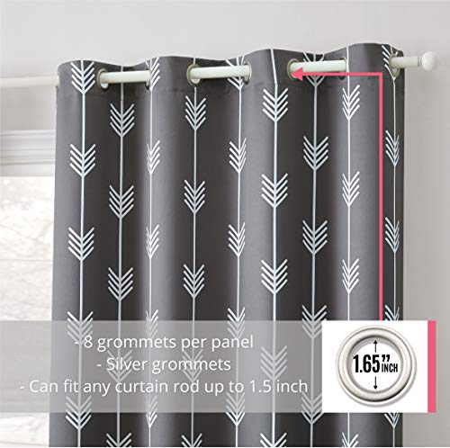 Arrow Printed Blackout Room Darkening Thermal Grommet Window Curtain Drape Panels