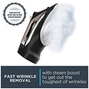 Steam Iron with Retractable Cord and Stainless Steel Soleplate, Black