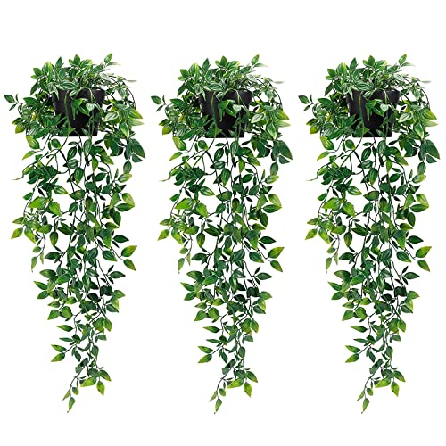 3 Packs Artificial Hanging Plants Fake Plants with Pots for House Bedroom Decor