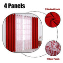 Mix and Match Curtains - 2 Pieces Branch Print Sheer Curtains and 2 Pieces Blackout