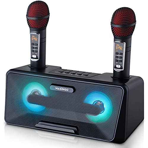 Karaoke Machine for Adults and Kids W/Portable Bluetooth Speakers, 2 Wireless Mic