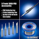 X-Tronic 3060-PRO • 75W Soldering Iron Station Kit • 5 Extra Tips • Mini Mag Lamp