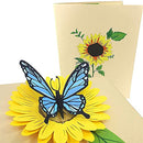 Blue Butterfly and Sunflower Pop Up Mother's Day Card - 3D Anniversary