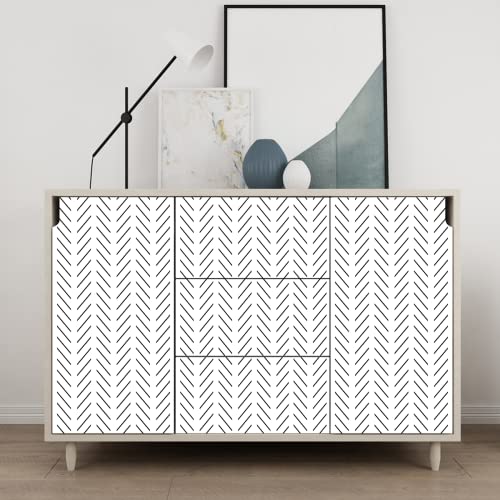 Black and White Peel and Stick Wallpaper Modern Herringbone Contact Paper