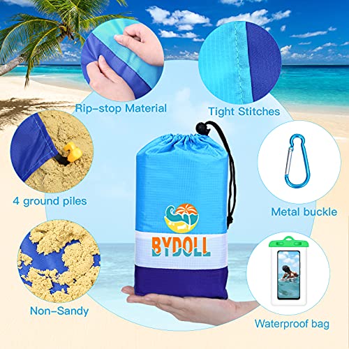 Beach Blanket 78''×81'' 4-7 Adults Oversized Lightweight Waterproof Sandproof Beach