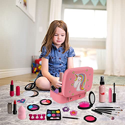 Kids Makeup Kit for Girls, Real Makeup Set, Washable Makeup Kit Toys for Little Girls