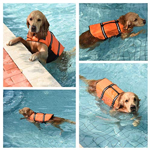 Life Jacket, Dog Life Vest with Reflective Stripes, Adjustable Dog Lifesaver