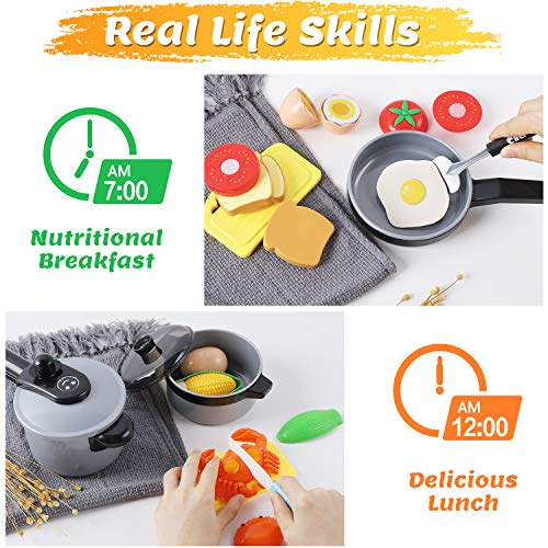 Kitchen Toy Accessories, Toddler Cooking Playset, Pretend Pots Pans Set