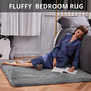 Grey Rugs for Bedroom, Fluffy Shag Fuzzy Soft Carpet, 4 x 5.3 Feet