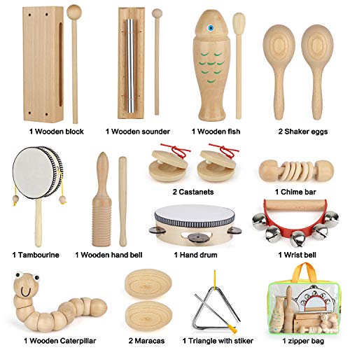 100% Natural Wooden Music Percussion Toy Sets for Childrens Preschool Educational
