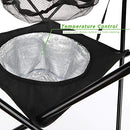 Folding Table with Insulated Cooler, Food Basket, and Travel Bag - Black