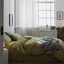 Matcha Green Nature Solid Color Bedding Set Waffle Weave Green Duvet Cover