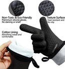 Grilling Gloves, Heat Resistant Gloves BBQ Kitchen Silicone Oven Baking (Black)
