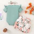 Newborn Baby Girl Clothes Romper Shorts Set Baby Girl Summer Outfits Baby Girl Stuff Gifts Cute Baby Girls' Clothing Green 3-6 Months Girl Clothes