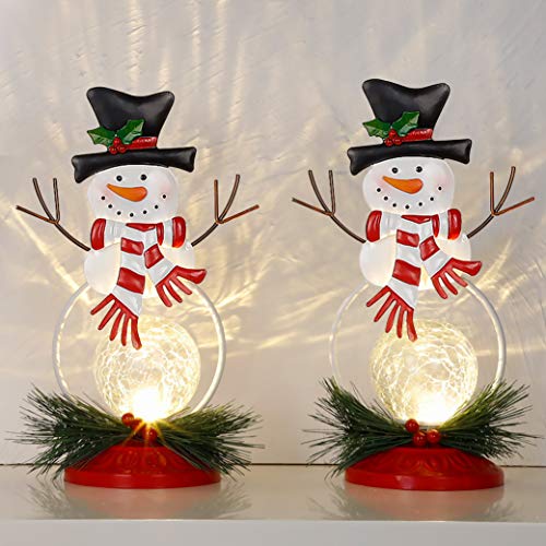 Lighted Christmas Table Decorations, Christmas Snowman LED Glass Ball Lights