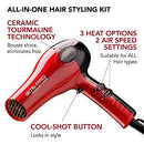 Ceramic Hair Dryer, 3 Heat Settings, 2 Speed Slide Switch, Cool Shot Button